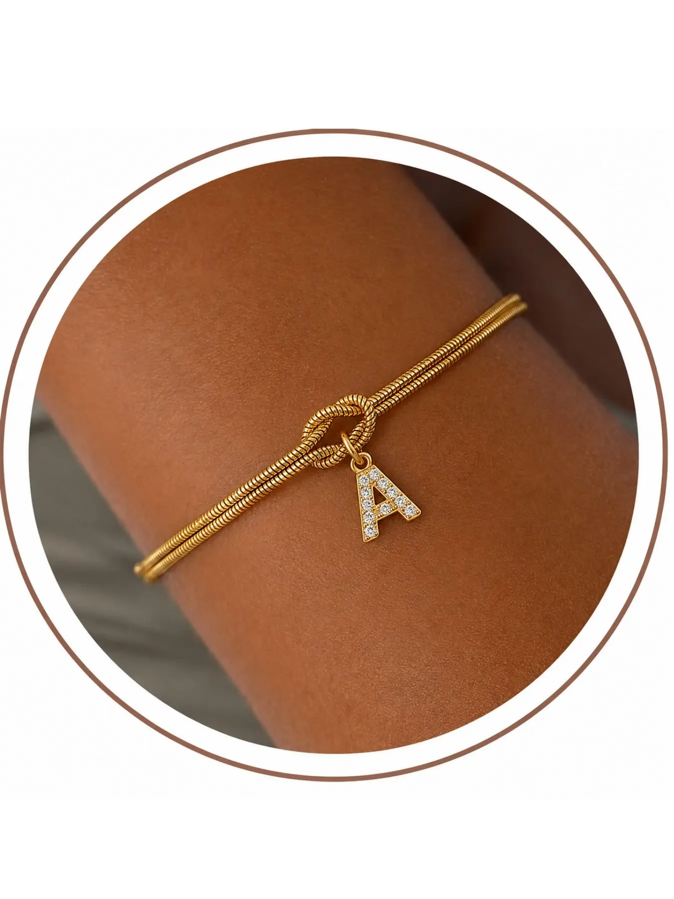 Initial Bracelet for Women, A-Z CZ Letter Charm Knot Bracelet, Gold or Silver Dainty Adjustable Jewelry, Personalized Style Gift for Her