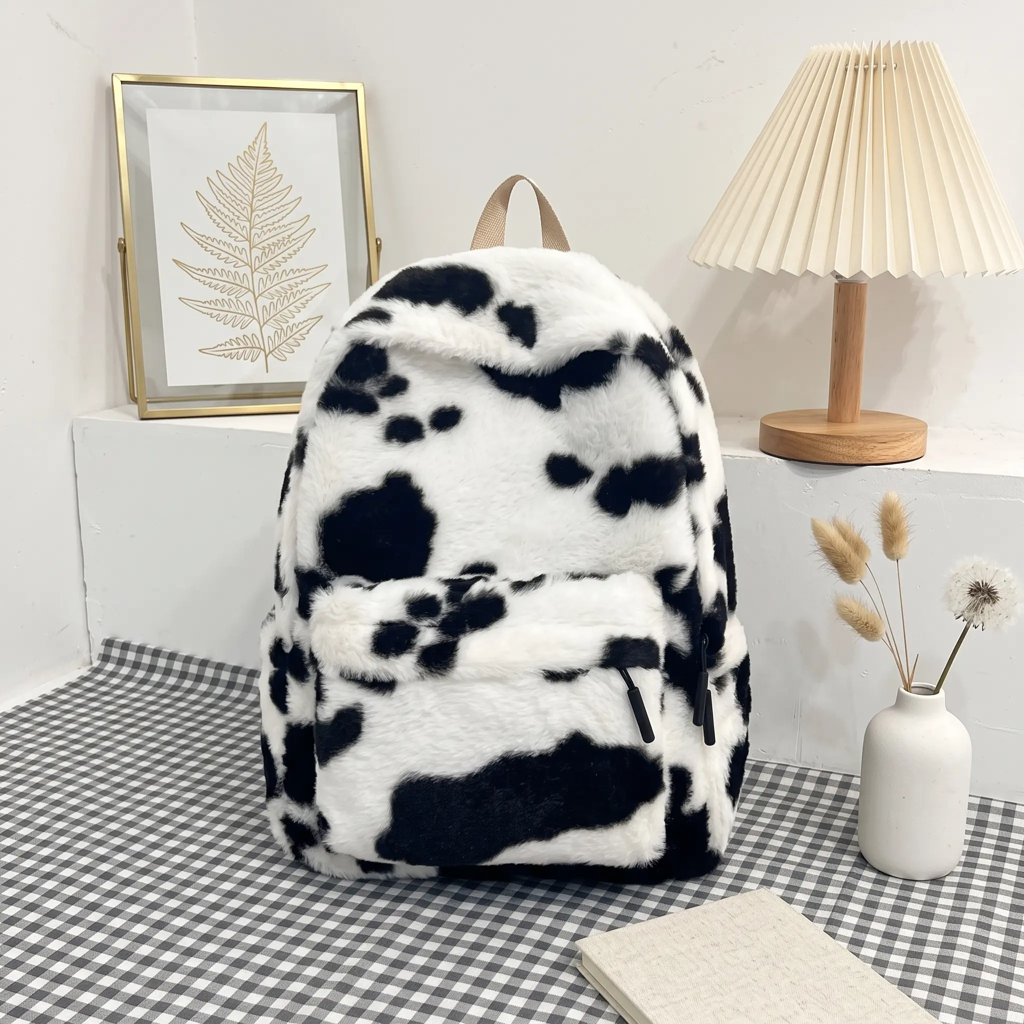 Viral Leopard Print Backpack, Fall Must-Have Fluffy Soft Y2K Aesthetic Backpack