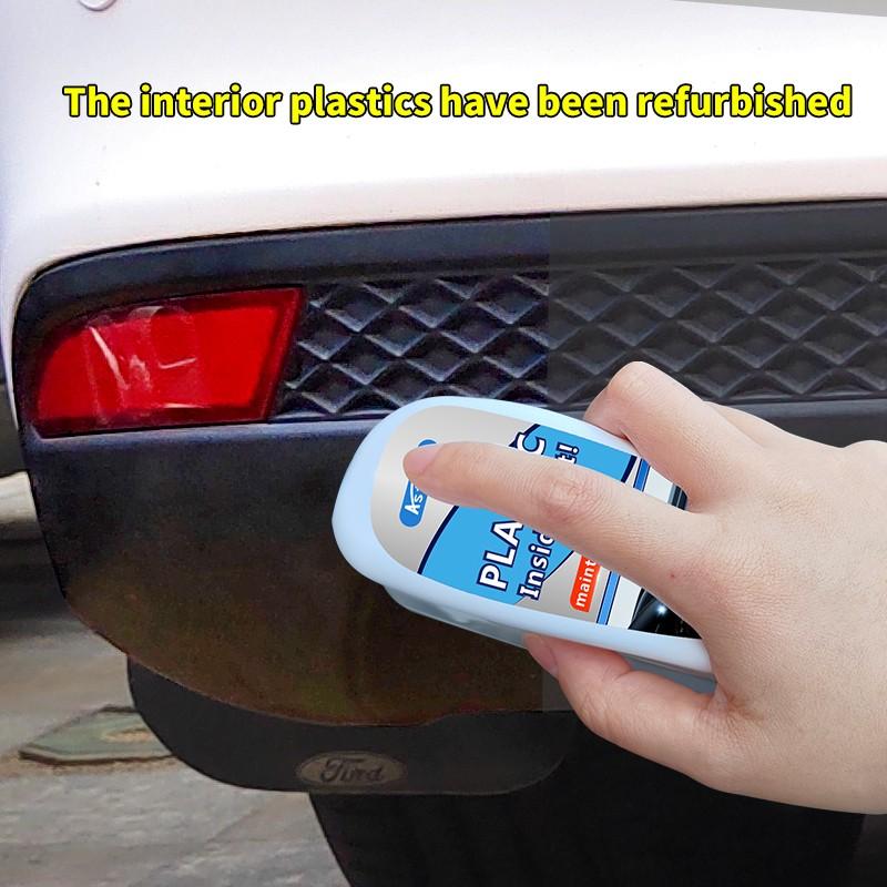 Car Plastic Refresher with Brush Head, Bumper Aging Repair, Interior Darkening Restorer, 120ML, Automotive Maintenance Solution
