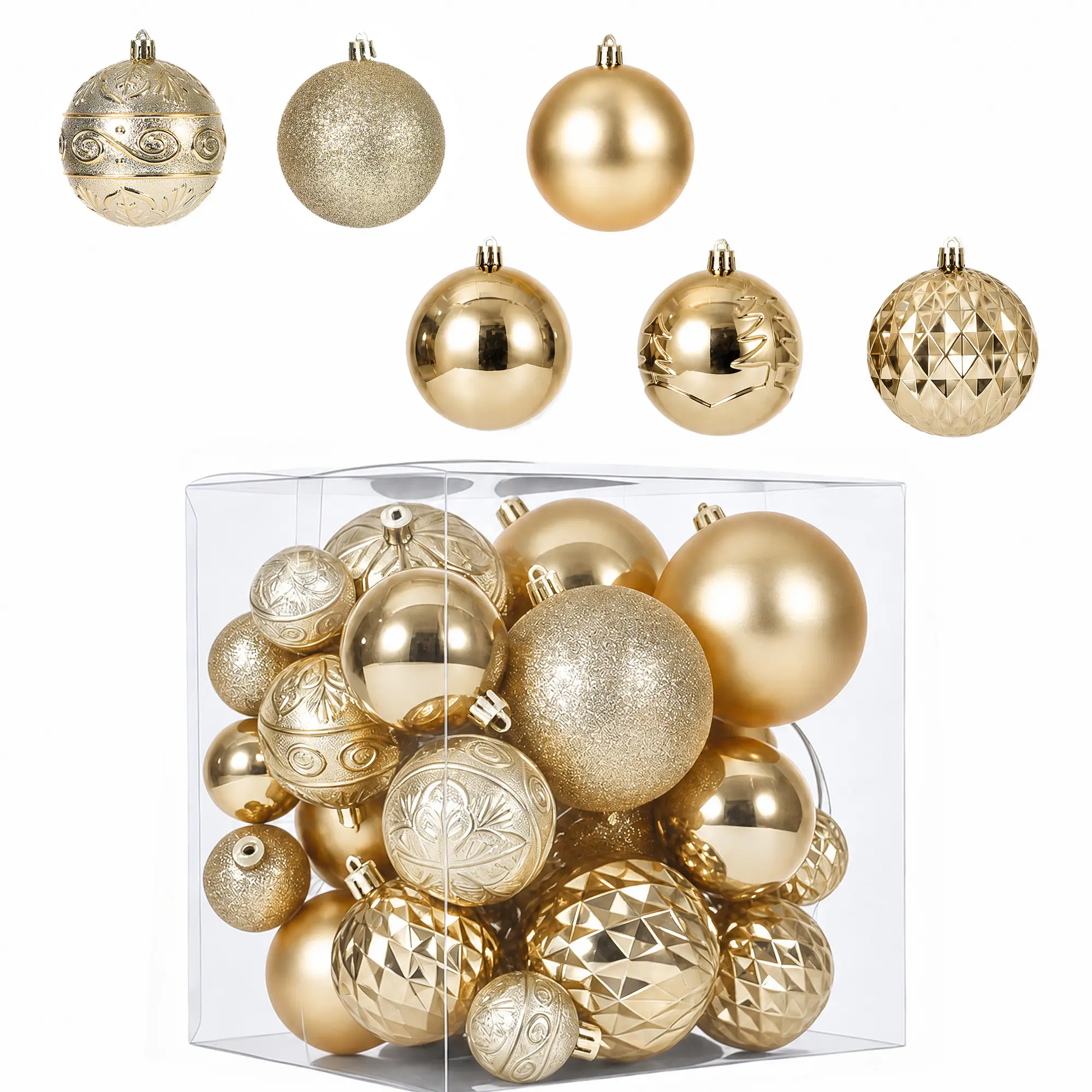 Garvee Shatterproof Christmas Ball Ornaments - Plastic Christmas Tree Baubles, Lightweight Hanging Holiday Decor - Navy Blue