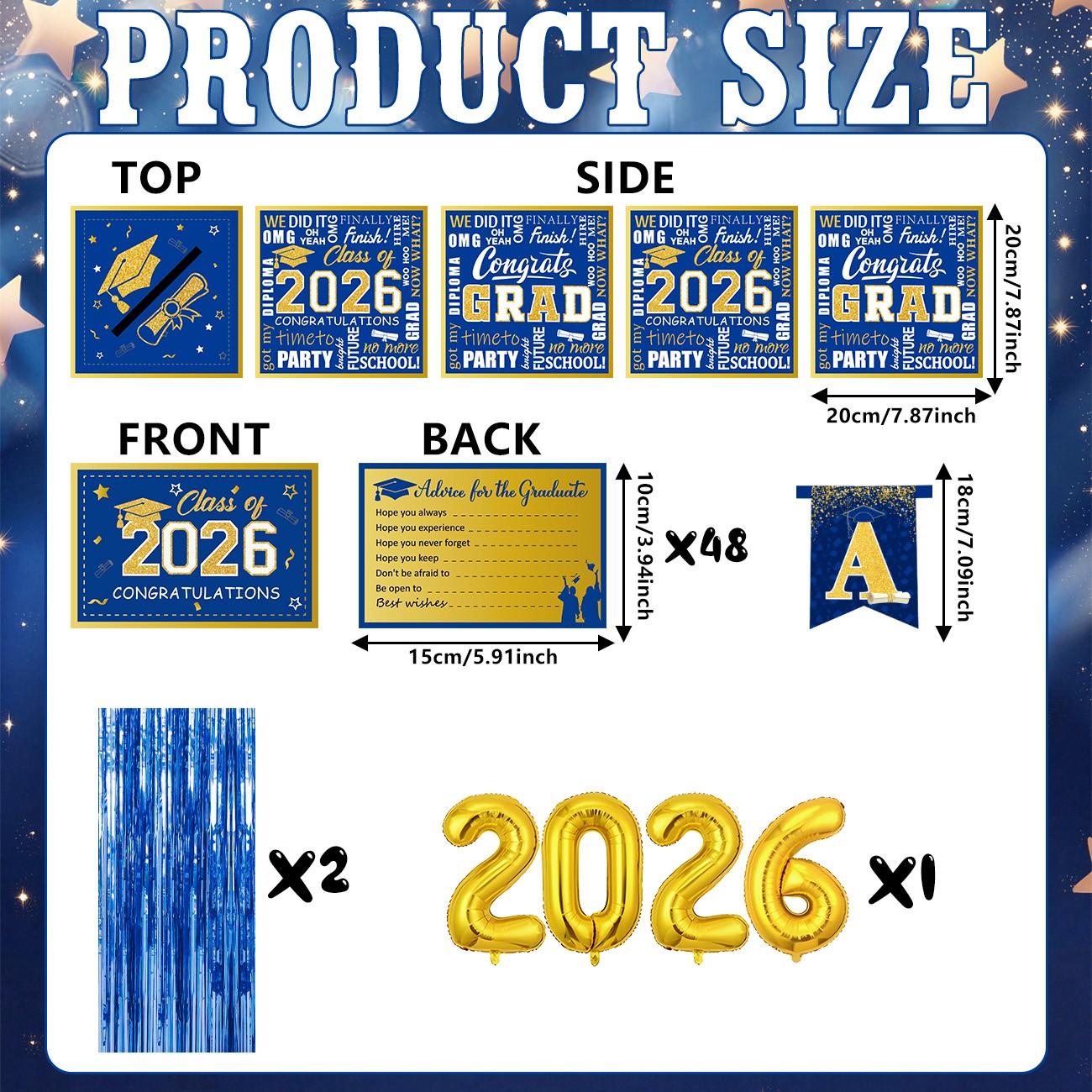 Graduation Party Decoration Set, 48pcs Advice Cards & Rose Design, Perfect Graduation Gifts for Class of 2026 Celebrations