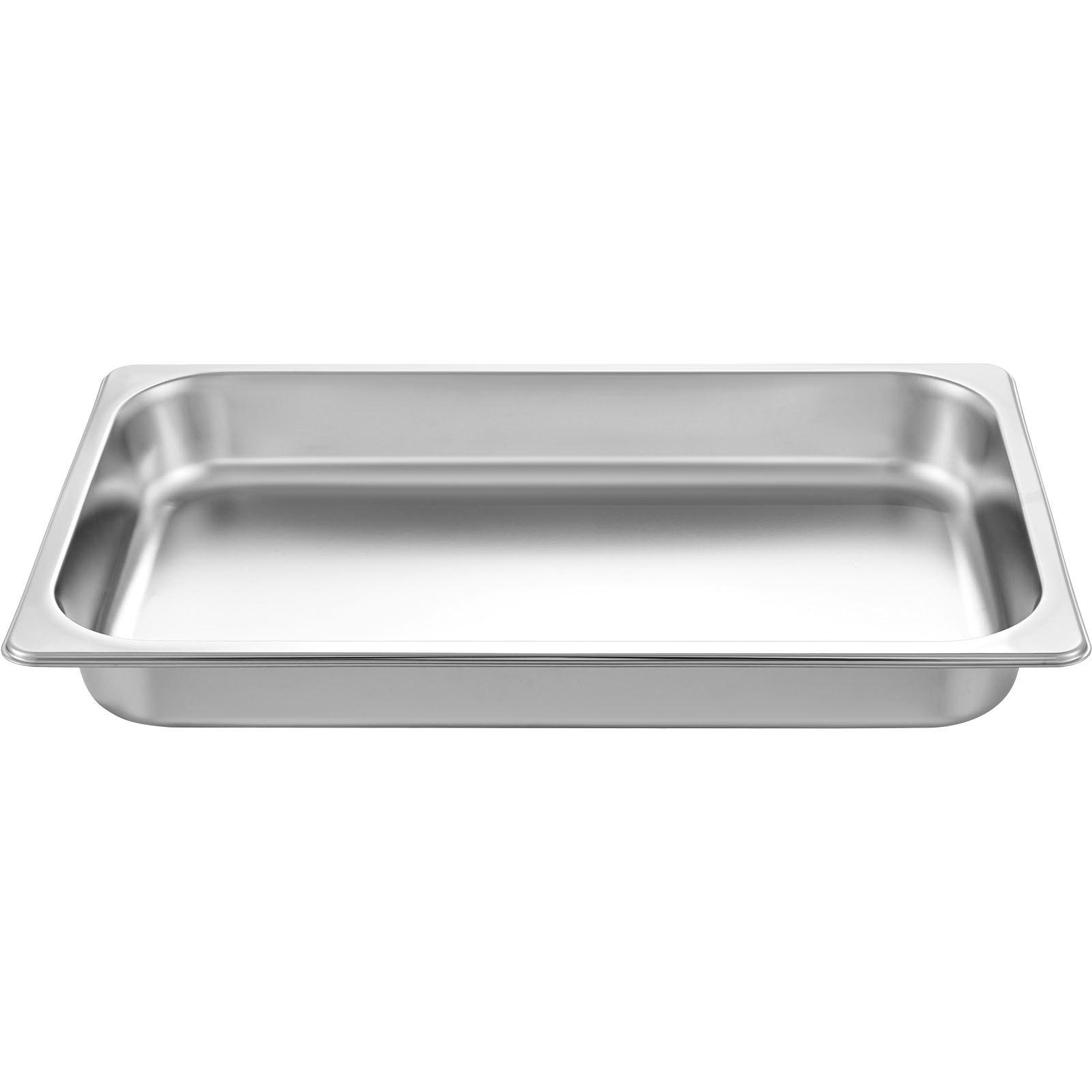 VEVOR 6 Pack Steam Table Pans 20.9x 12.8x 2.6 Inch Deep Steam Table Pan Full Size 8.5L Deep Food Container Stainless Steel Oven Tray Hotel Pans Anti-Jam Steam Table Food Pan