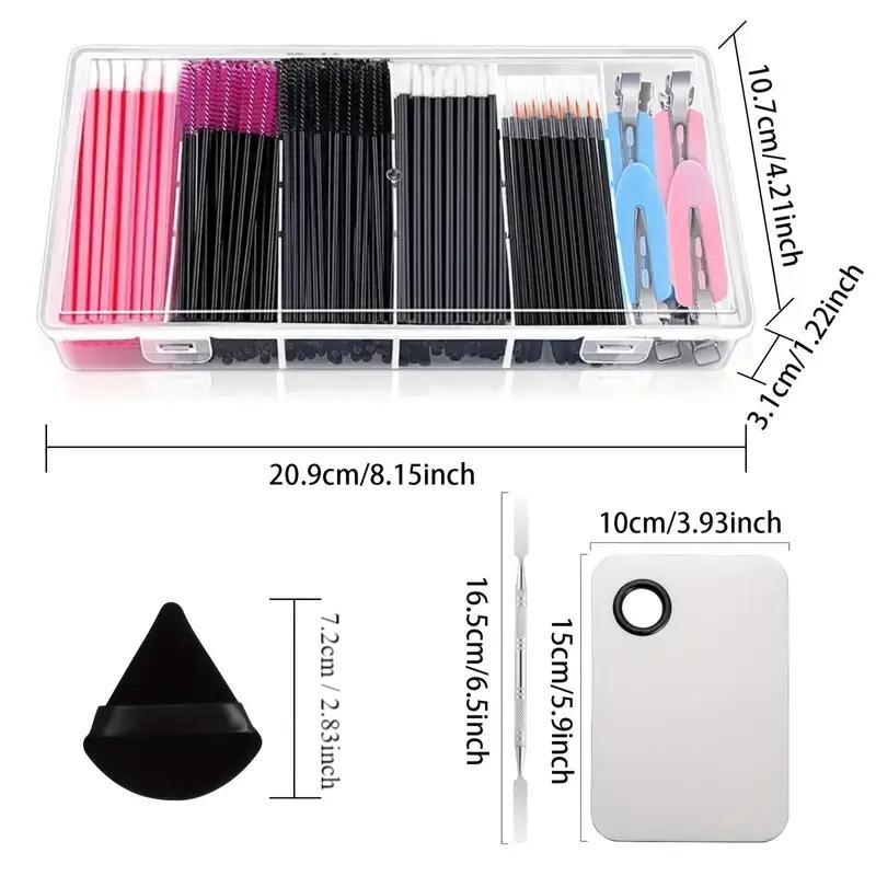 Makeup Application Kit with Mixing Palette, Triangle Powder Puff, Eyeshadow Brush, Lipstick Wand, Mascara Stick, Storage Box Included