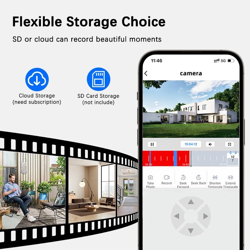 (2-Pack) Smart Security Camera Outdoor/indoor, 2.5k Resolution, 360° Pan/tilt, Motion Detection, Color Night Vision, WiFi Connectivity