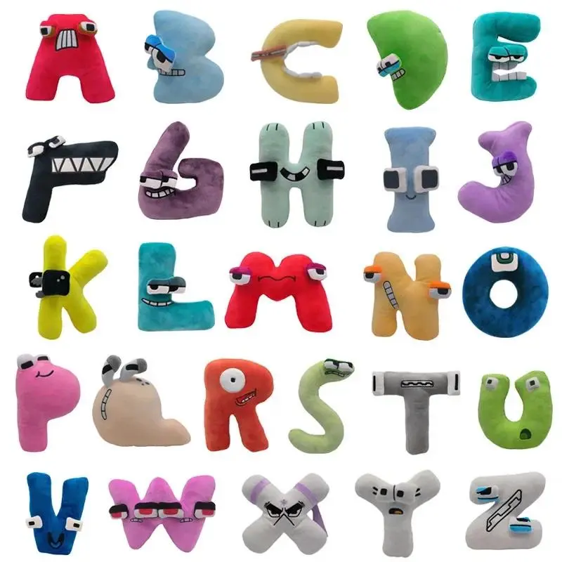 New 26pcs Alphabet Lore Plush English Letter Stuffed Animal Plushie Doll Toys Gift For Kids Children Educational Christmas Gifts