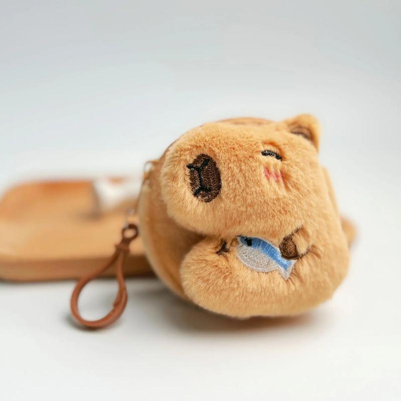 Cute Kapibara change bag capybara earphone bag pendant creative cartoon plush guinea pig storage bag