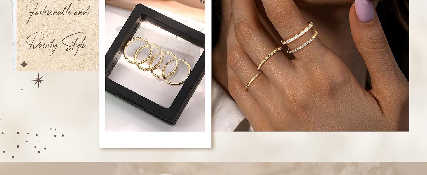 Women's Stackable Rings, Minimalistic Design, Non-Tarnish Cz Material, Cubic Zirconia Rings, Sizes 5-10, Stylish & Versatile Jewelry
