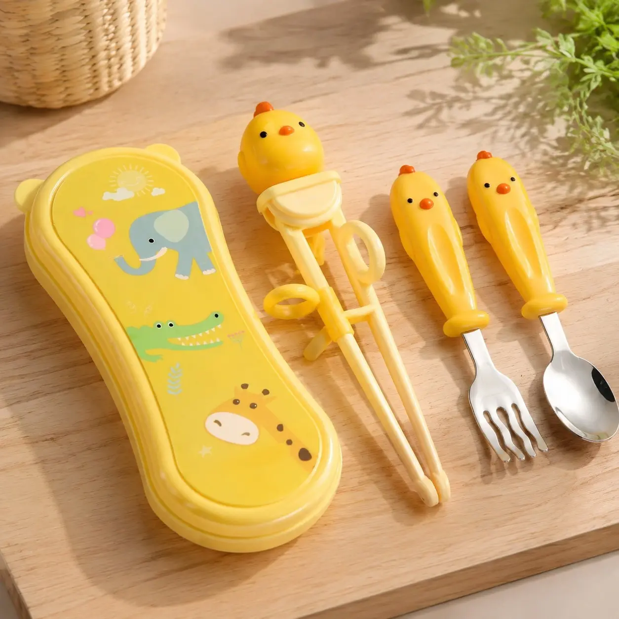 Toddler Utensils Stainless Steel Kids Silverware Set with Spoons, Forks and Chopsticks for Self Feeding Learning with Portable CaseGift