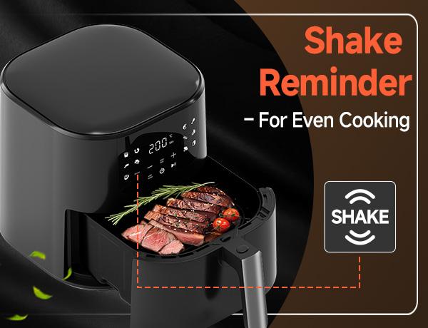 Comhoma Air Fryer 8-in-1 with 5 QT Capacity,180°-400°F Precision Heating, Air Fry, Roast, Broil, Reheats, Dehydrates, Less Oil, Features Shake Reminder, Large Touch Display with Auto Menus Comhoma Air Fryer 8-in-1 with 5 QT Capacity,180°-400°F Precision Heating, Air Fry, Roast, Broil, Reheats, Dehydrates, Less Oil, Features Shake Reminder, Large Touch Display with Auto Menus