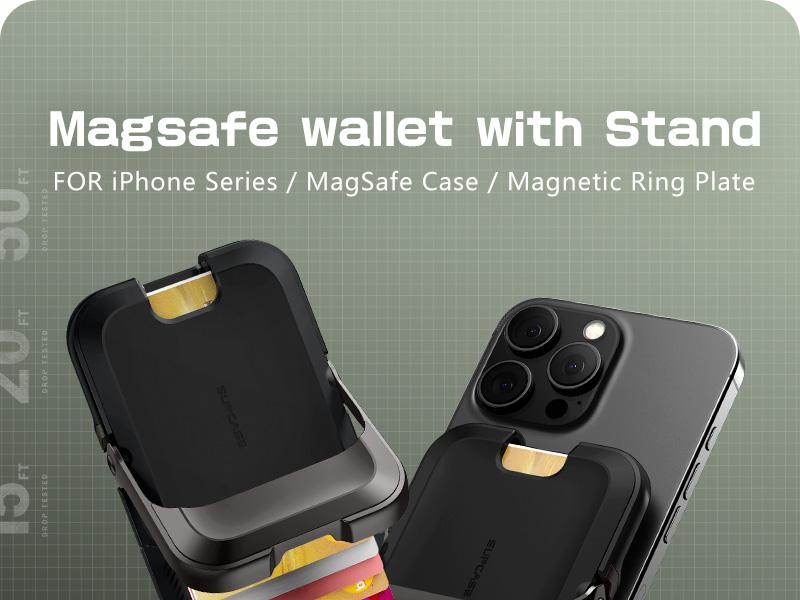 SUPCASE 3-in-1 Magnetic Wallet for iPhone 16/15/14/13/12 & Non-MagSafe Phones - 5 Card Holder, Adjustable Phone Stand, AirTag Slot & RFID Protection - Includes Magnetic Adapter for All Devices