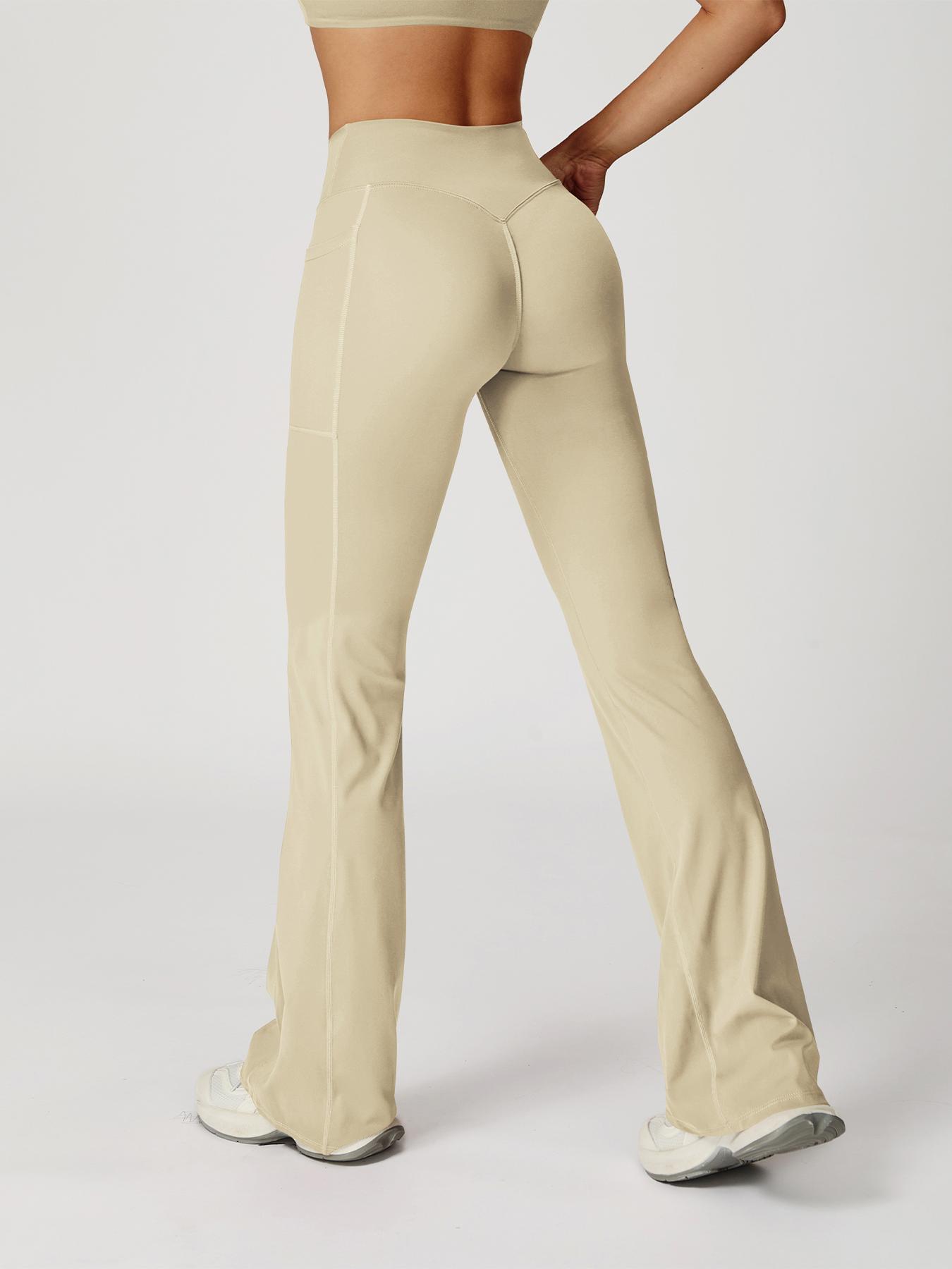 High Waist Naked Feeling Flare Pants Women, Cross Waist Wide Leg Micro Flared Outdoor Casual Sports Pants, Comfortable and Stylish