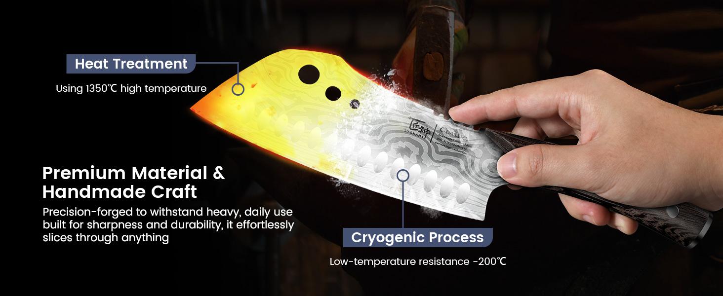 【TikTokShopSpringGlowUp】 SYOKAMI3-in-1 Kitchen Knife with Herb Stripper, 7" Asian Knife Combined with Chef Knife, Santoku, Nakiri, Ideal for All-Around Food Preparation—Slicing, Chopping, Dicing, Mincing, Christmas, Mother's Day Gifts