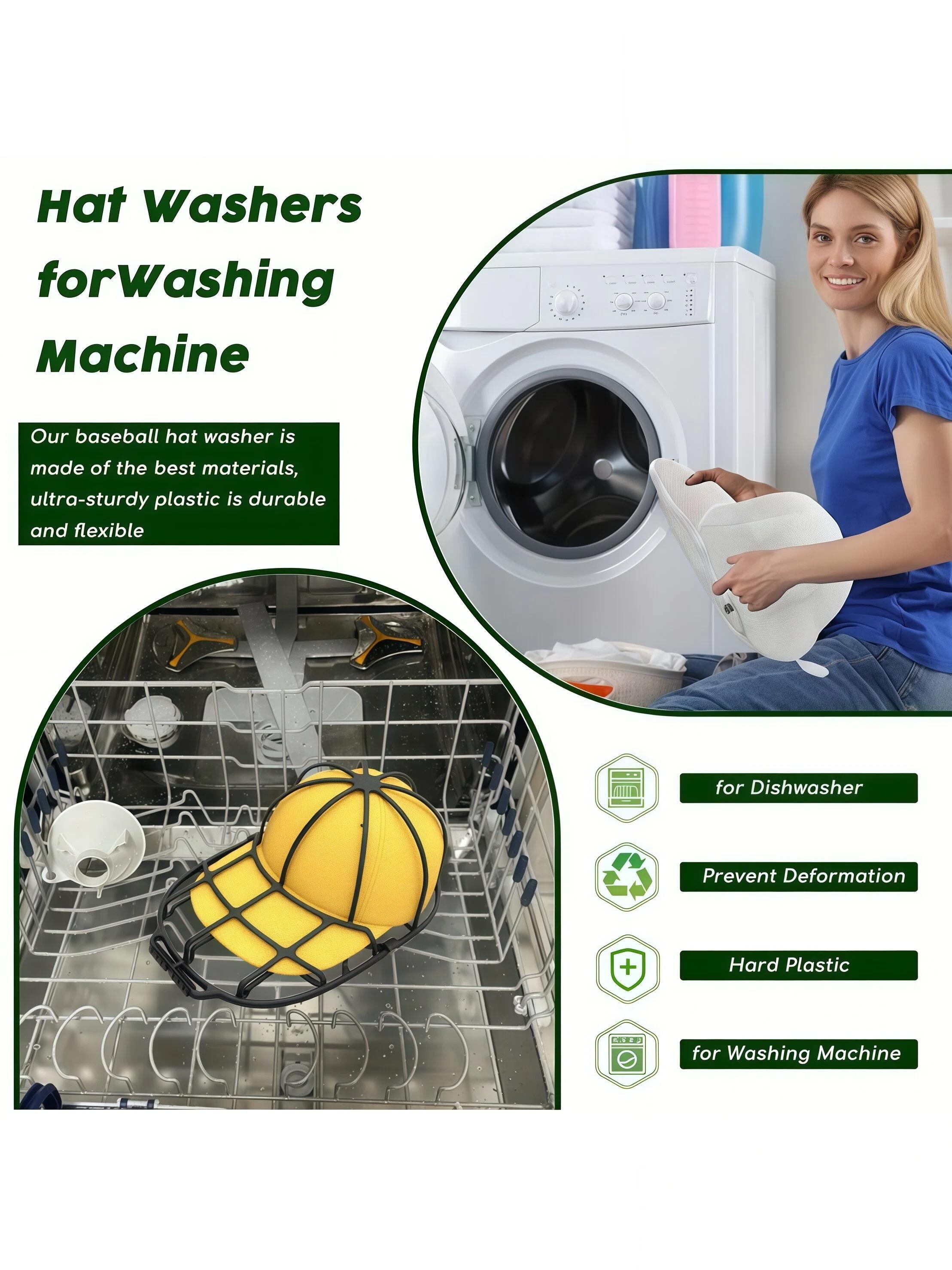 Baseball Cap Washer Holder - Adjustable Laundry Mesh Bag for Washing Machine, Anti-Distortion Cap Cleaning Rack with Protective Frame for Baseball Hats, Household & Travel Use