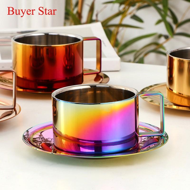 304 Stainless Steel Coffee Cup Set, Dual Layer Insulated Espresso Mug, Home & Commercial Use, Camping Heat-Resistant Water Cup