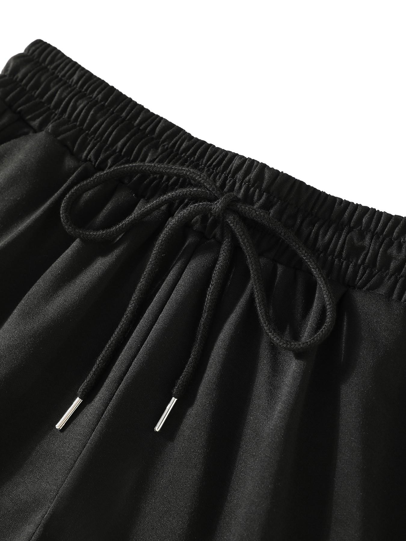 Women's Letter Print Drawstring Waist Shorts, Casual Elastic Waist Pocket Shorts for Summer, Ladies Bottoms for Daily Wear