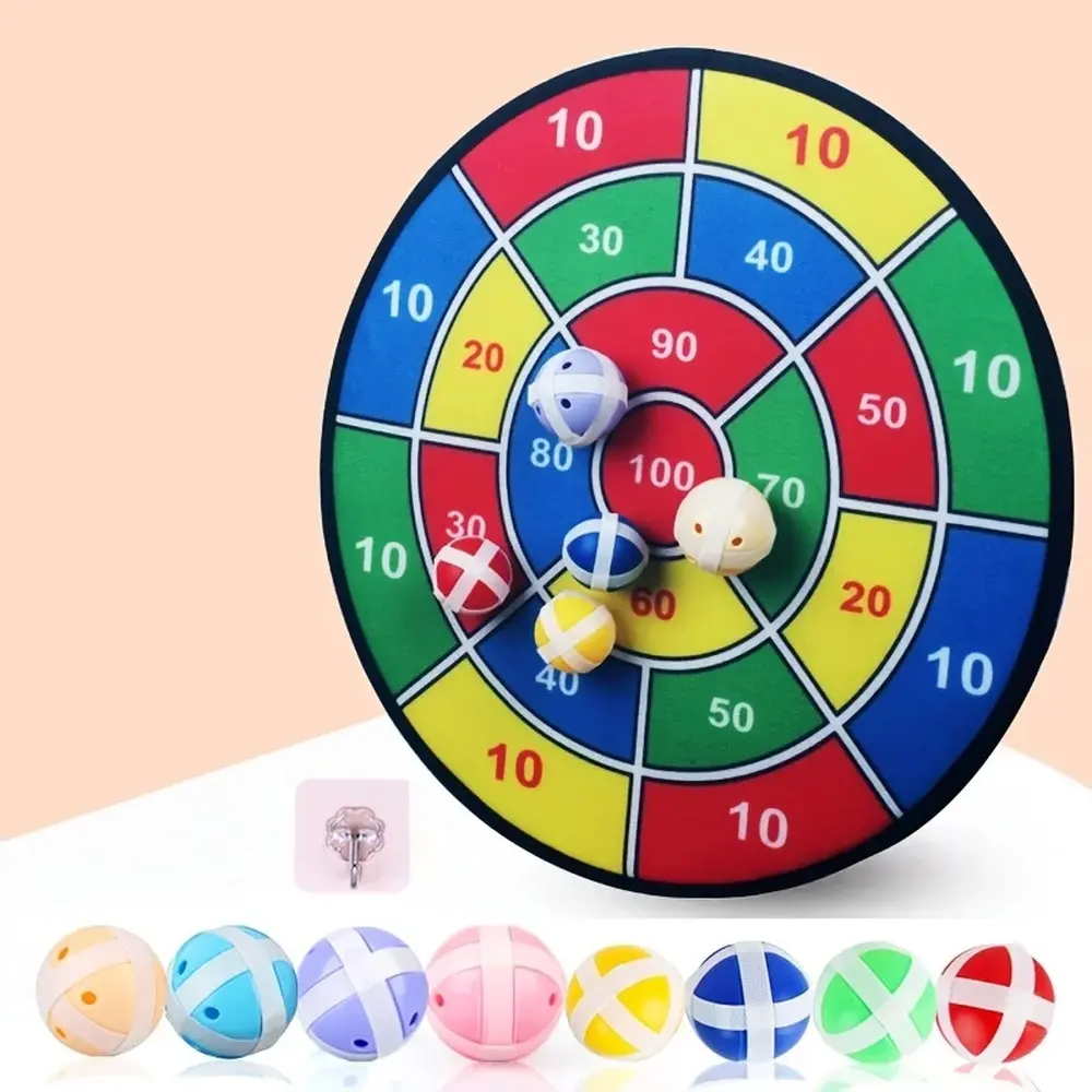 Large Hardboard Kids Sticky Ball Dartboard Set, Indoor Outdoor Family Interactive Throwing Game Toy