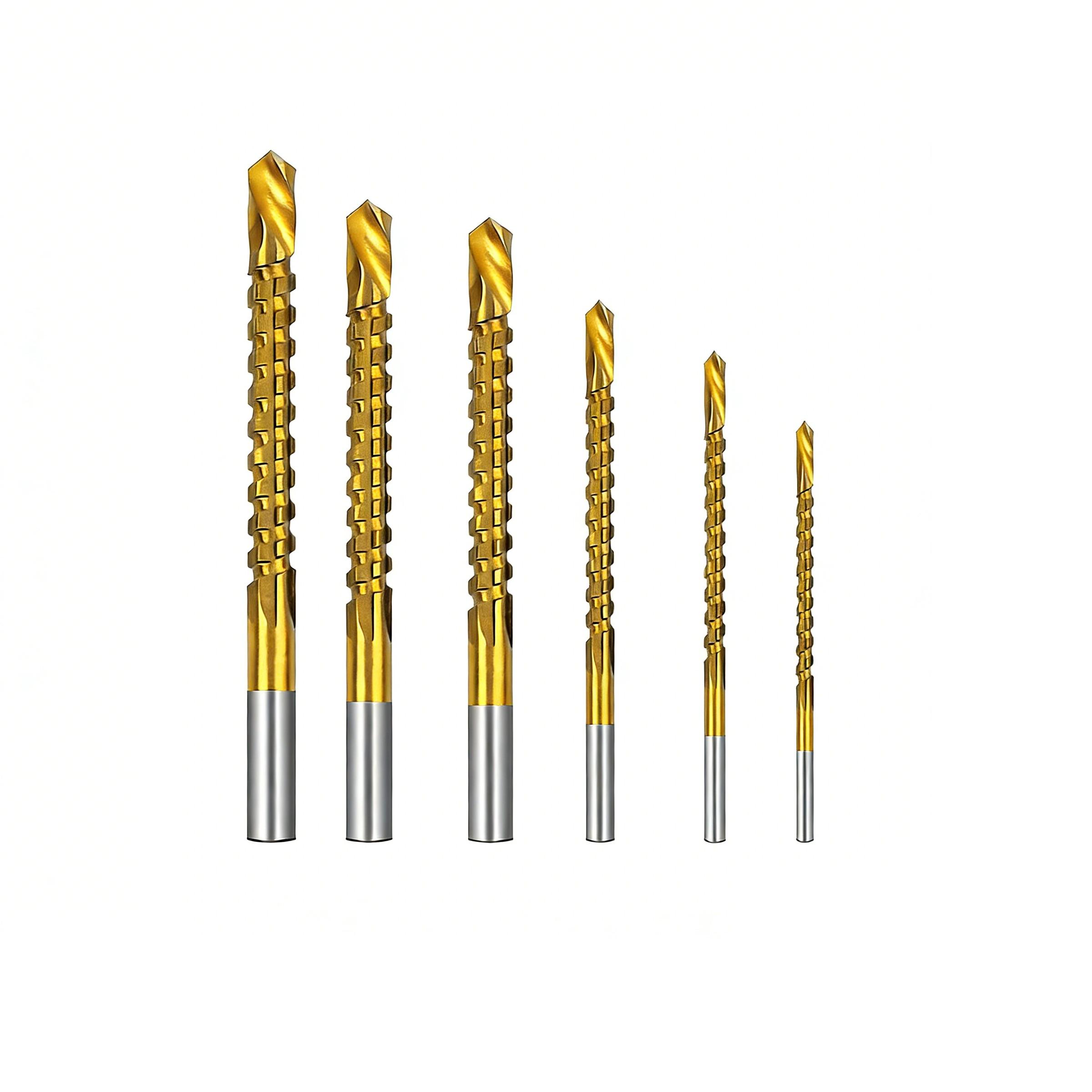 Titanium-Plated High-Speed Steel Drill Bits Set Metalworking & Wood Drilling Sharp Serrated Design Anti-Rust Coating Power Tool Accessories