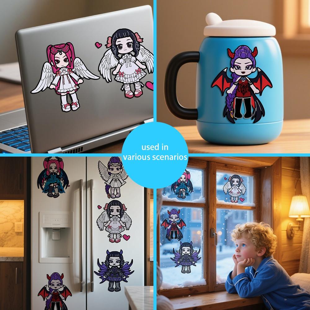 Cute Demon Hunters 3 Girls Group Cartoon DIY Dress-Up Stickers, Movable ...