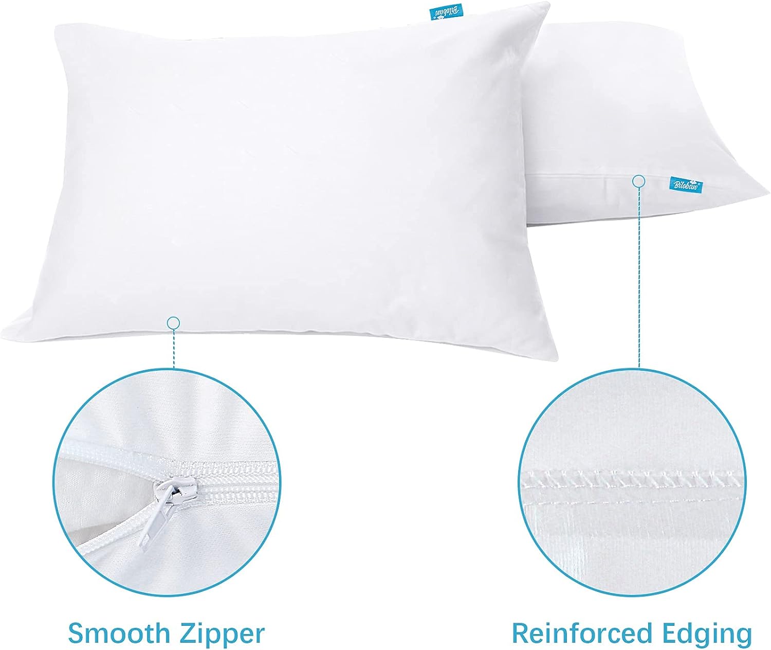 Biloban 2/4 Pack Waterproof Pillow Protectors with Zipper, Bed Bug & Dust Mite Proof Pillow Covers, Ultra-Soft Breathable Noiseless Pillow Encasement Moisture Wicking Pillow Cases, Standard/Queen/King Size, Machine Washable #TiktokShopSpringGlowUp