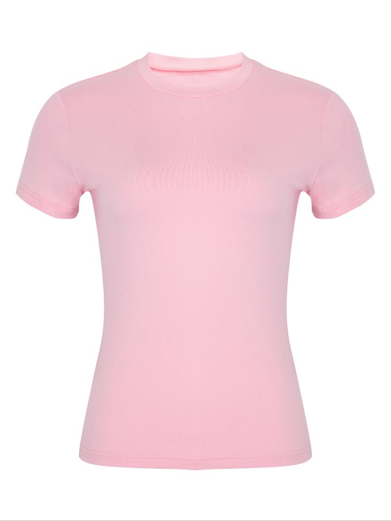 Women's 3pcs Plain Round Neck Loungewear Tee, Casual Basic Short Sleeve T-shirt for Daily Wear, Ladies Sleepwear, Summer Outfits 2024