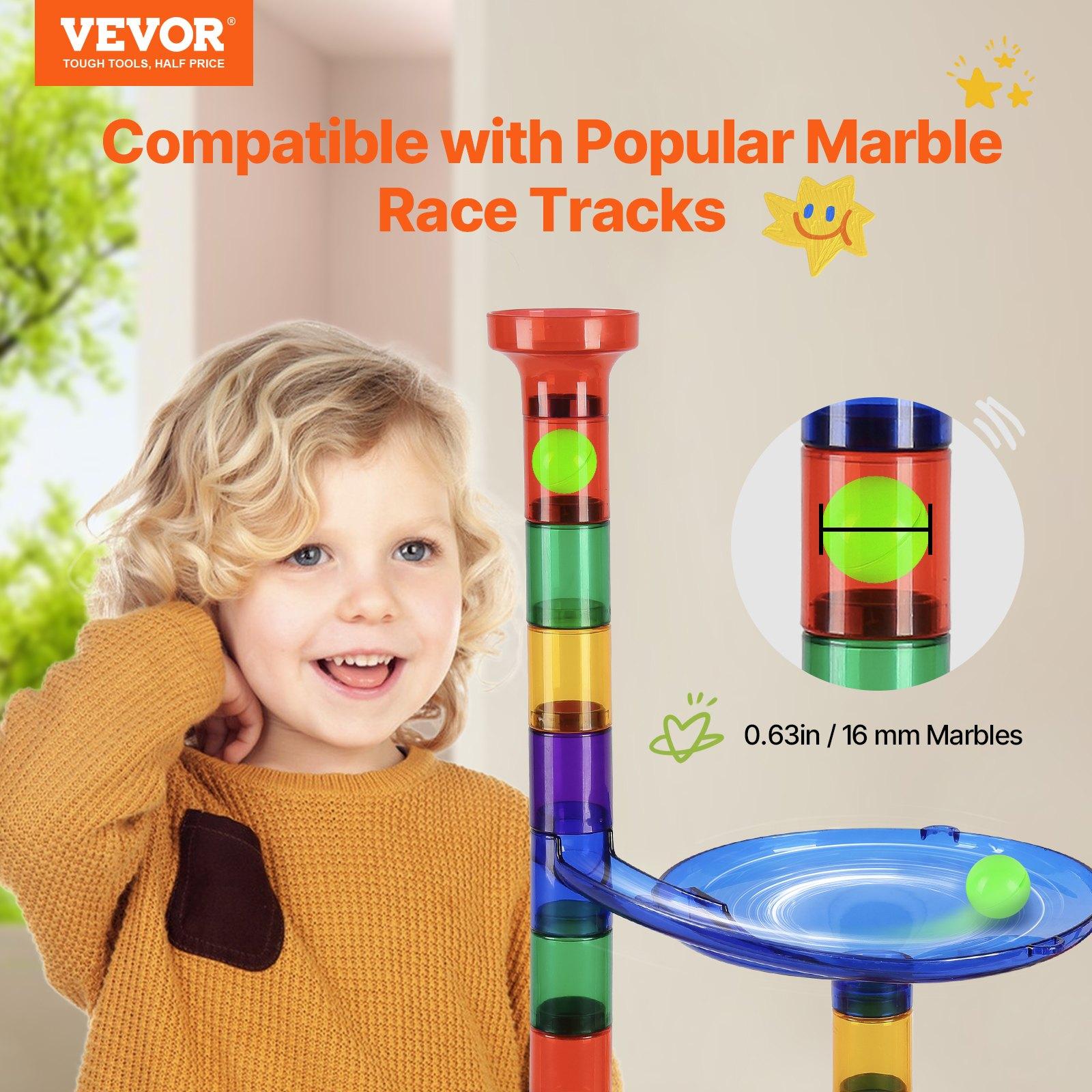 VEVOR Marble Run Set, 110 Piece Marble Maze Building Block Brain Game, with 10 Glow in the Dark Marbles + 20 Glass Marbles, Educational Learning Race Track STEM Toys, for Kids, Boys, Girls Ages 3 +