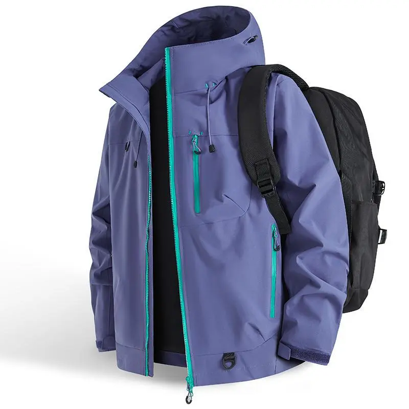 Trendy Color Block Mountain Hardshell Jacket (Unisex)| Waterproof and windproof outdoor jacket with multiple zippers