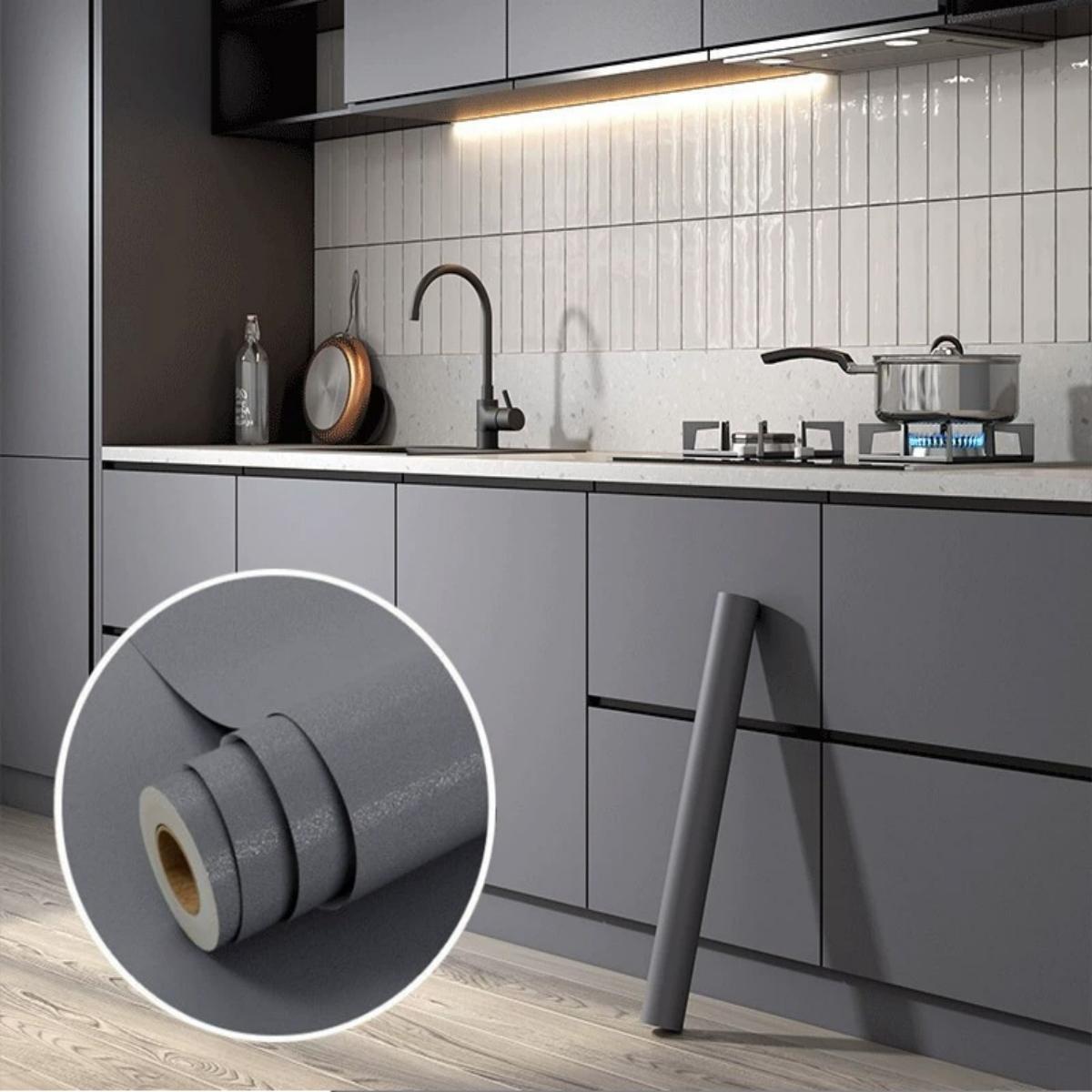 Solid Color Self-adhesive Wallpaper, 1 Count Waterproof & Oil-proof Wall Sticker, Self Adhesive Vinyl, Wall Decor for Home Kitchen Living Room Bedroom, Peel and Stick Wallpaper Designs