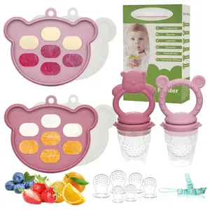 Baby Breastmilk Popsicle Molds & Baby Fruit Feeder (6 Pack), Infant Food Freezer Tray Storage Containers, Silicone Teething Pacifier Feeder and Teether  Babies