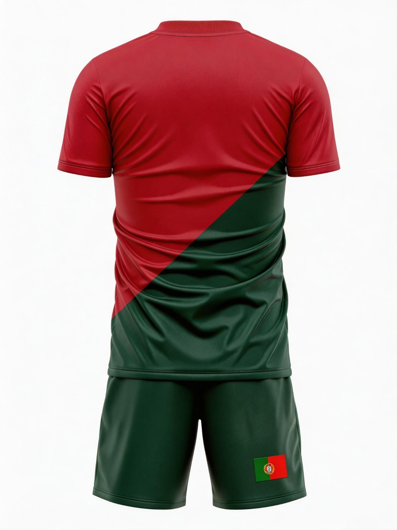 Men's Classic Colorblock Portugal Football Suit Set, Quick-Dry Breathable Training Match Jersey, Adult Team Uniform