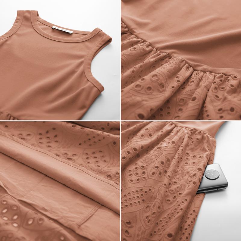 GRACE KARIN Women's Summer Sleeveless Tank Dress A-Line Midi Flowy Swing Casual with Pockets Holiday