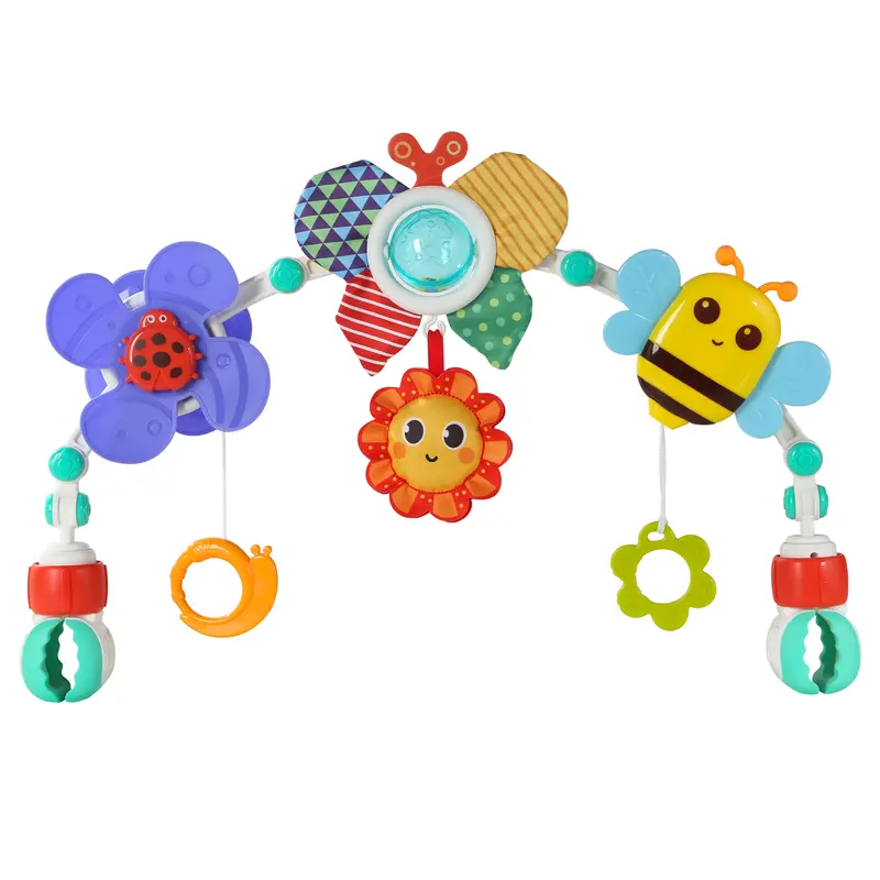 Adjustable Arch Baby Stroller Toy with Hanging Cute Playful Sensory Activity Toys for Motor Skills, Suitable for Universal Crib, Cradle and Car Seat, for Babies 0–18 Months, Boys and Girls