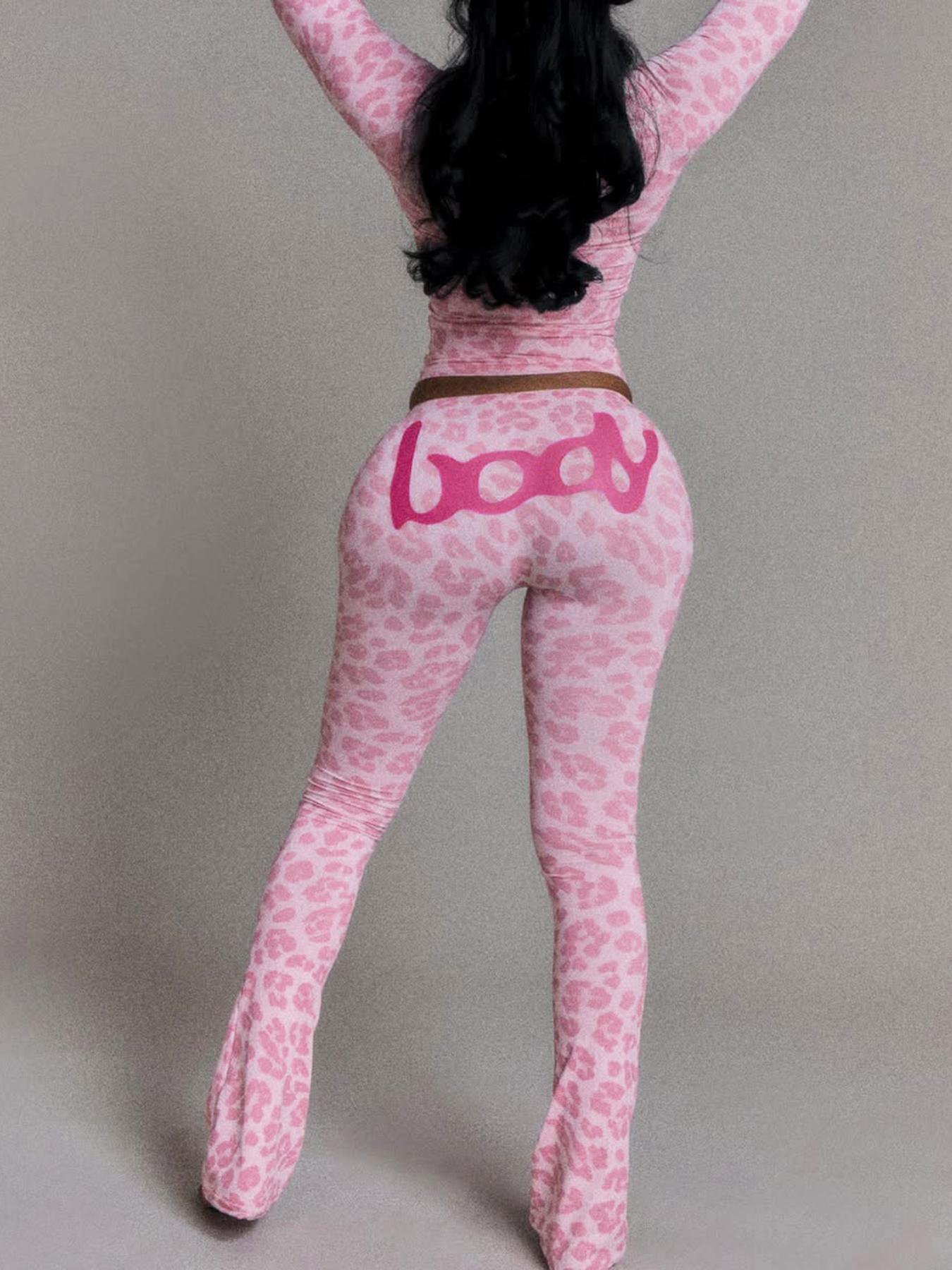 Two Piece Set Women's Fashion Hooded Camo Leopard Print Long Sleeve Slim Fit Pants Set, Casual Fall & Winter, Womenswear, Sportswear, Animal Pattern Sportswear