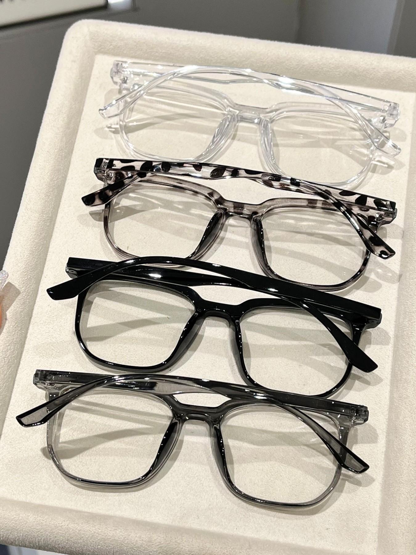 Classic Simple Casual Women's Flat Glasses, Suitable for Office, Reading, Gaming, Leopard Pattern, Plastic Frame, All Seasons