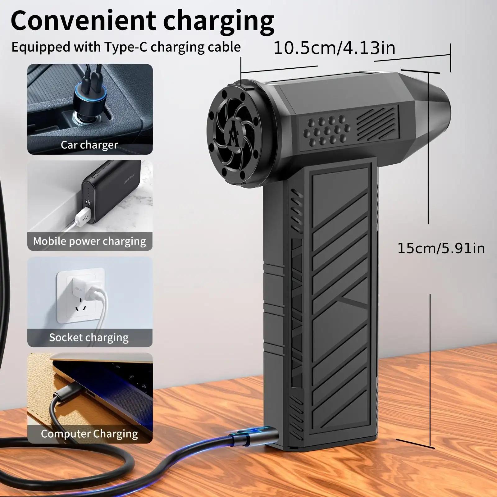 Powerful Wireless Turbine Blower, Rechargeable Electric Air Compressor Dust Remover, Portable Cordless Blow Gun, High-Performance Cleaning Tool