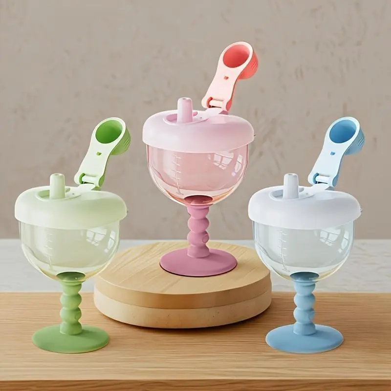 Kids' Goblet-Shape Feeding Sippy Cup, Plain Solid Unisex Reusable No-Spill Tumbler with Lid, Portable Drinkware for Juice & Travel (1-3 Pcs)