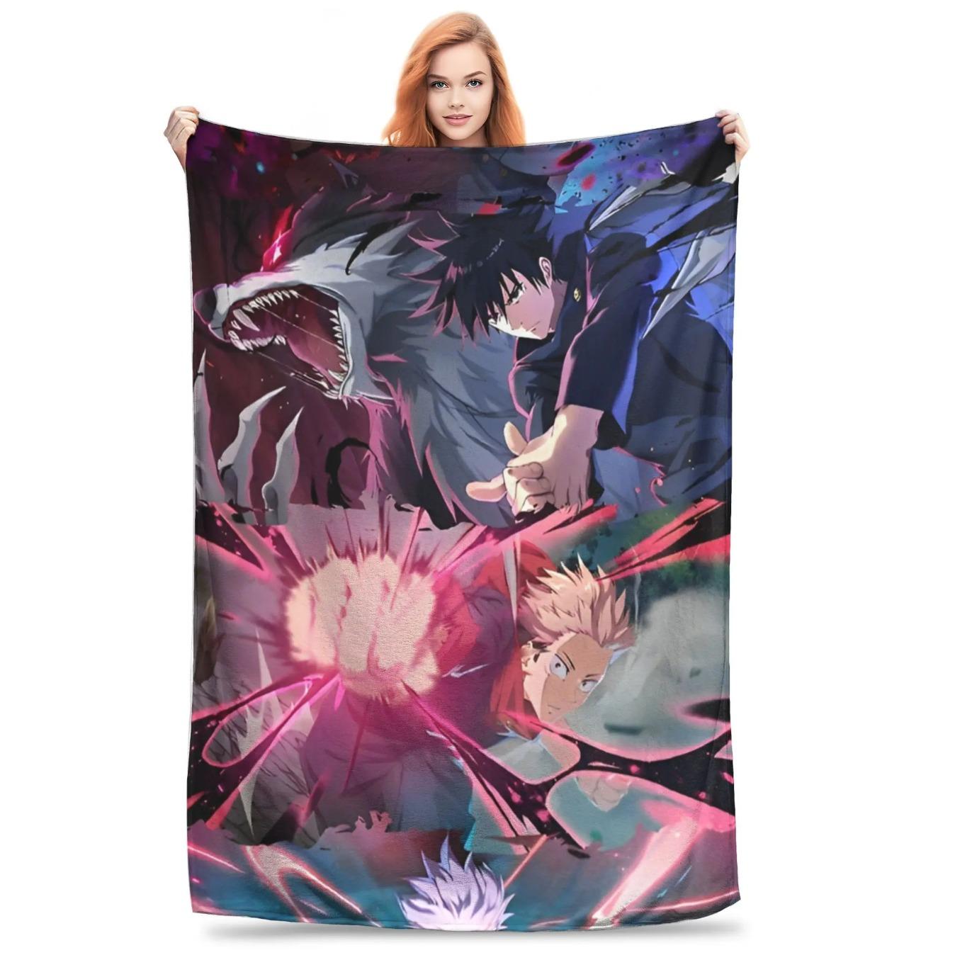 Satoru Gojo Throw Blanket for Couch Soft Fuzzy Plush Blanket 50x60 Inch Anime Inspired Bedspread All Seasons Cozy Warm Flannel Throw Blanket for Sofa Bed Room Decor, Anime Gift, Christmas Birthday Gift, TikTok Made Me Buy It