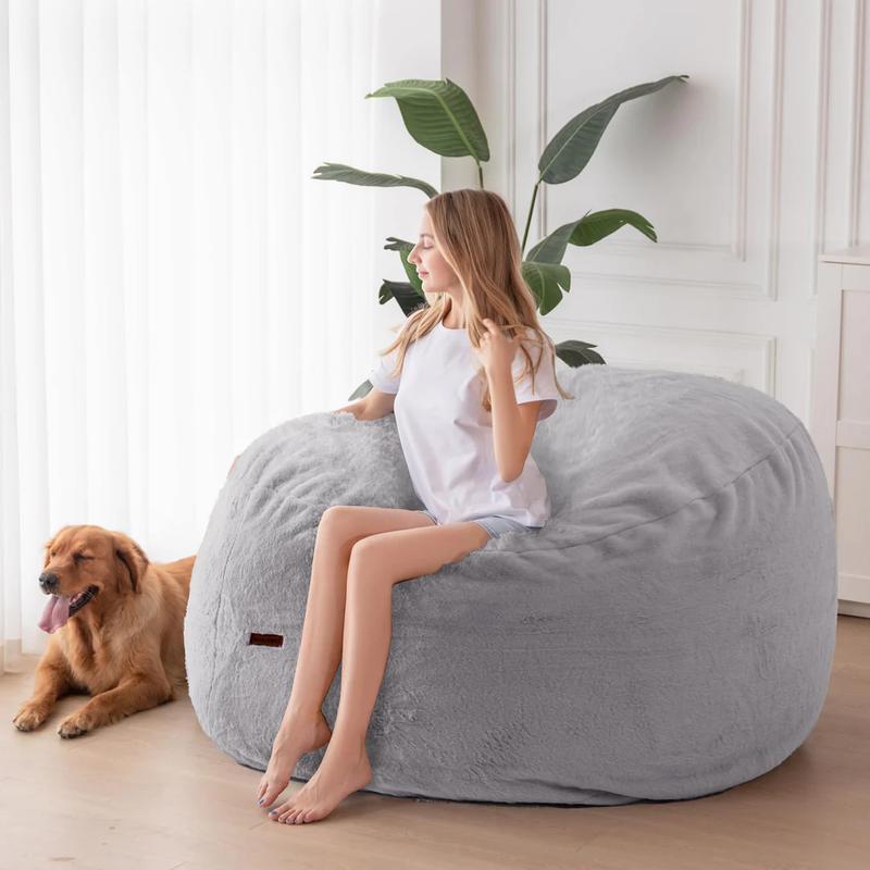 MAXYOYO Giant Bean Bag Bed, Faux Fur Convertible Bean bag to bed Folds from Lazy Chair to Floor Mattress Bed