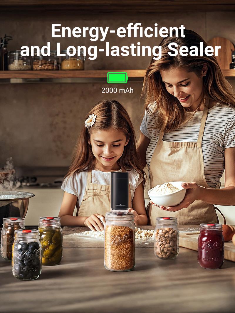 [Mouth Lids Refill Set Only!! No Sealer!!] ThermoMaven Cordless Handheld Vacuum Food Sealer Refill Lids Set, Storage Box and 24 Reusable Mason Jar Lids