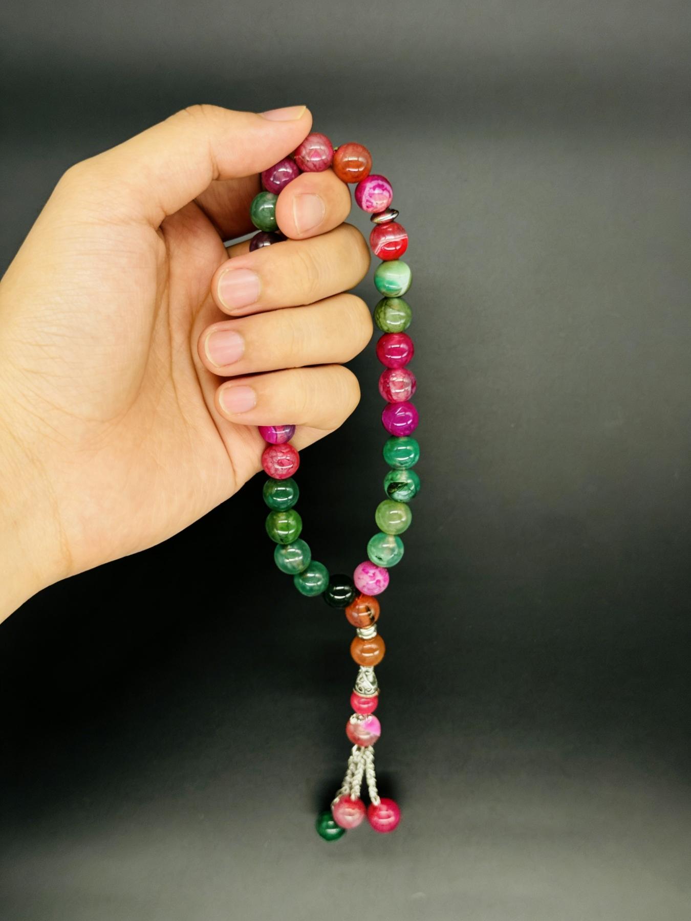 1pcs Colorful Agate Bead Bracelet, Luxury Feng Shui Buddha Beads, Ethnic Style Accessory, Suitable for Fashionistas, Zen Life Enthusiasts