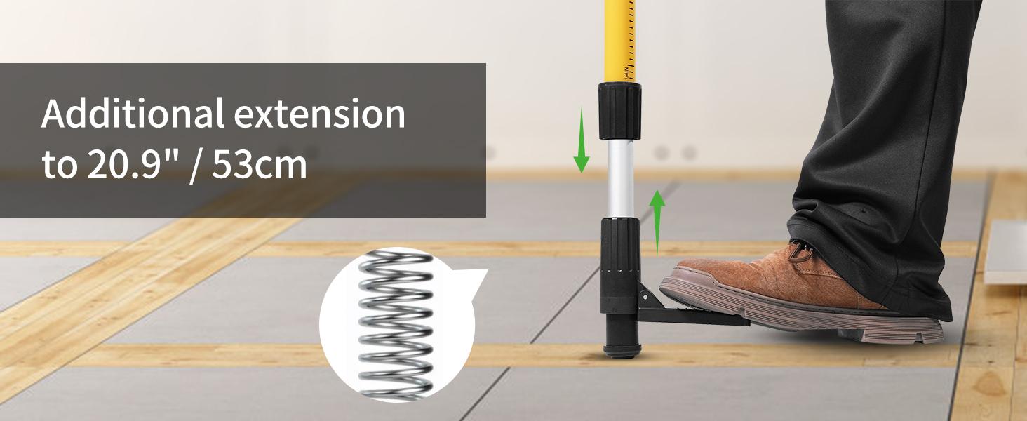 13.8 Ft Telescoping Laser Level Pole with Tripod, Pole Stand for Level Tool, Multi-function Fine-tuning Bracket with 1/4” Thread & 5/8”Thread Adapter, Carry Bag Included