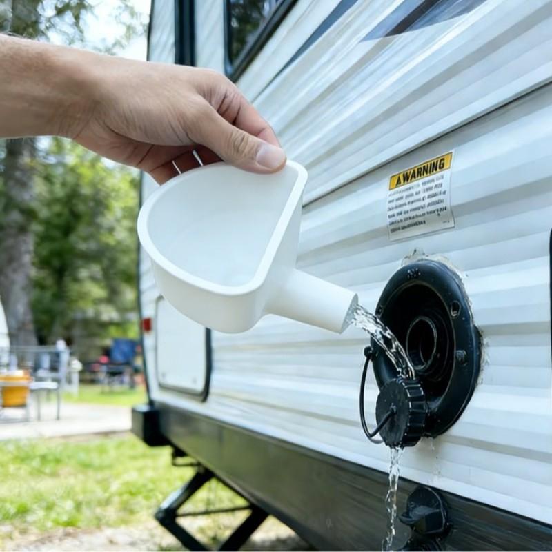 RV Freshwater Tank Filling Funnel, Easy Installation, Suitable for Rvs and Trailers, Essential Camping Gear, Durable Design