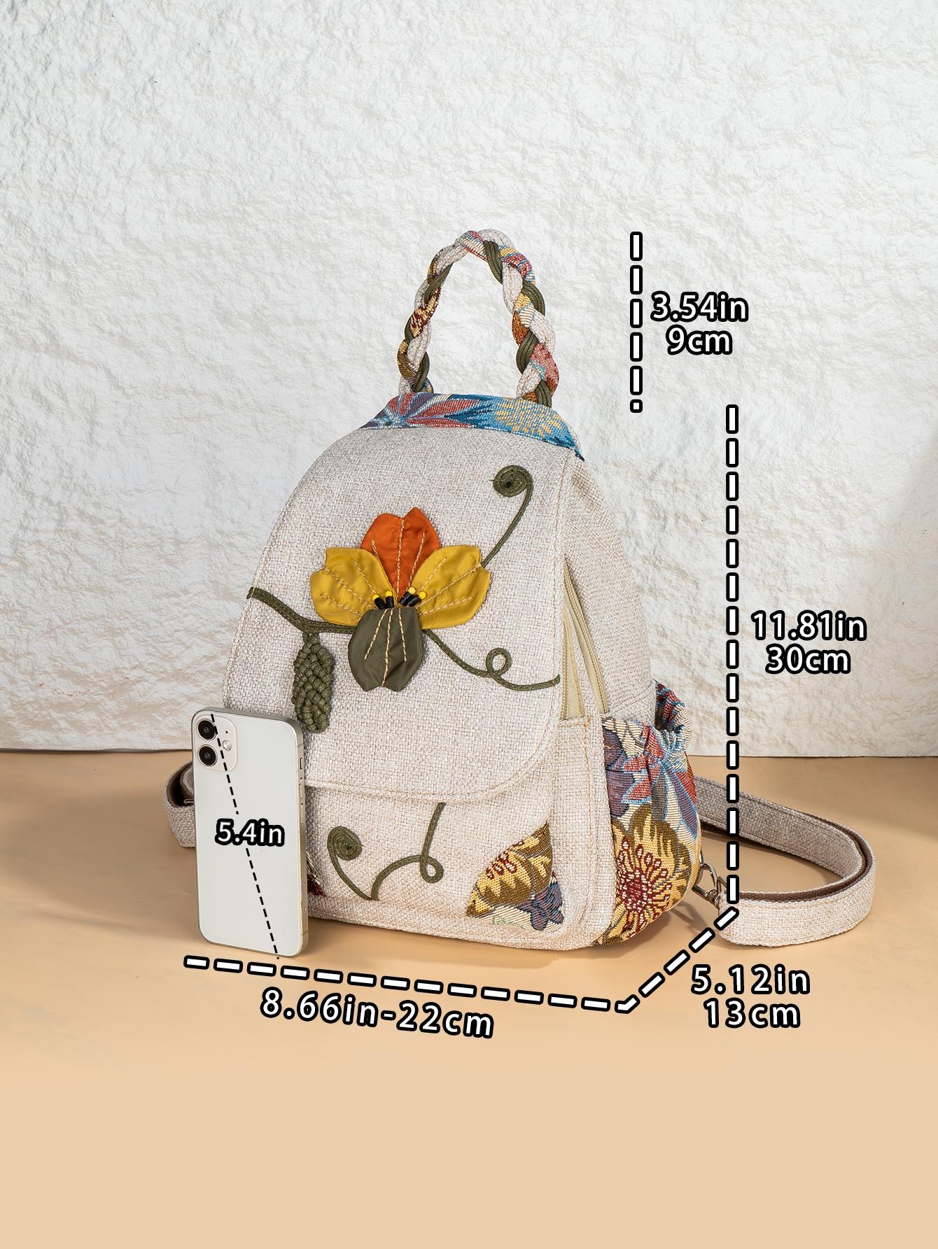 Boho Style Handmade Leaf Beaded Flower Backpack, Multi-Layer Flip Cover Chest Bag, Original Design Two-In-One Shoulder Bag, Stylish Casual Daypack