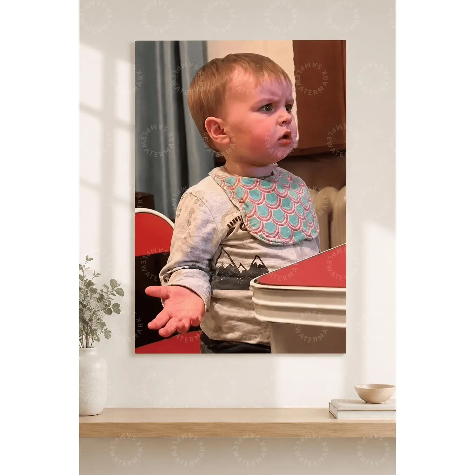Funny Confused Toddler Reaction Canvas Poster, Meme-Inspired Kid Expression Wall Decor, Humorous Candid Portrait Wall Art for Bedroom, Dorm Room, Game Room, Family Room, Home Office & Entertainment Space