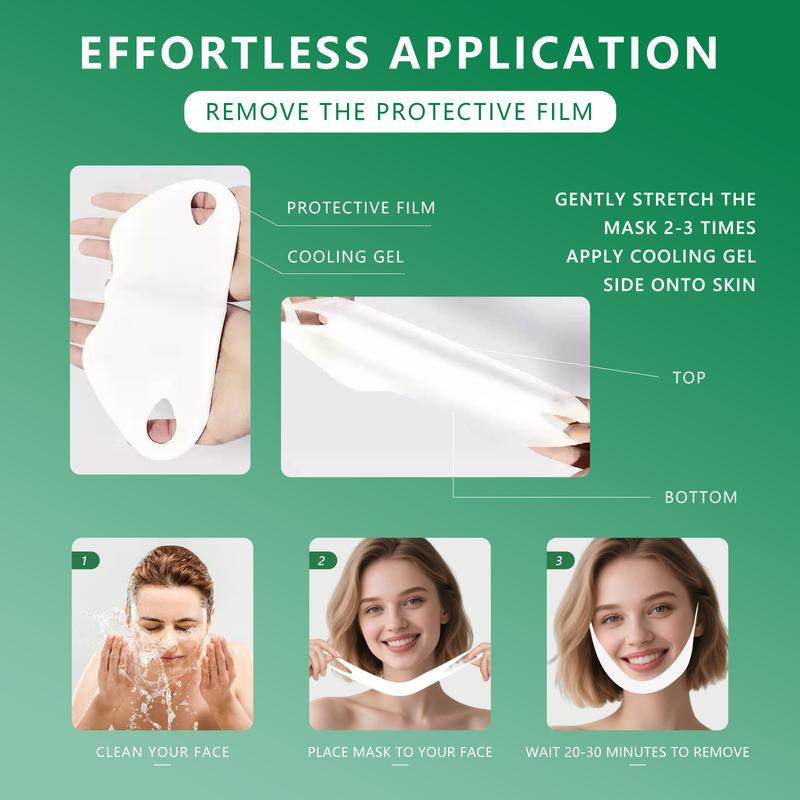 5pcs V-Line Face Lifting Mask with Ear Hooks, Cooling Hydrogel Design, Snug Fit for Jawline & Chin, Helps Reduce Puffiness and Support a More Defined Look