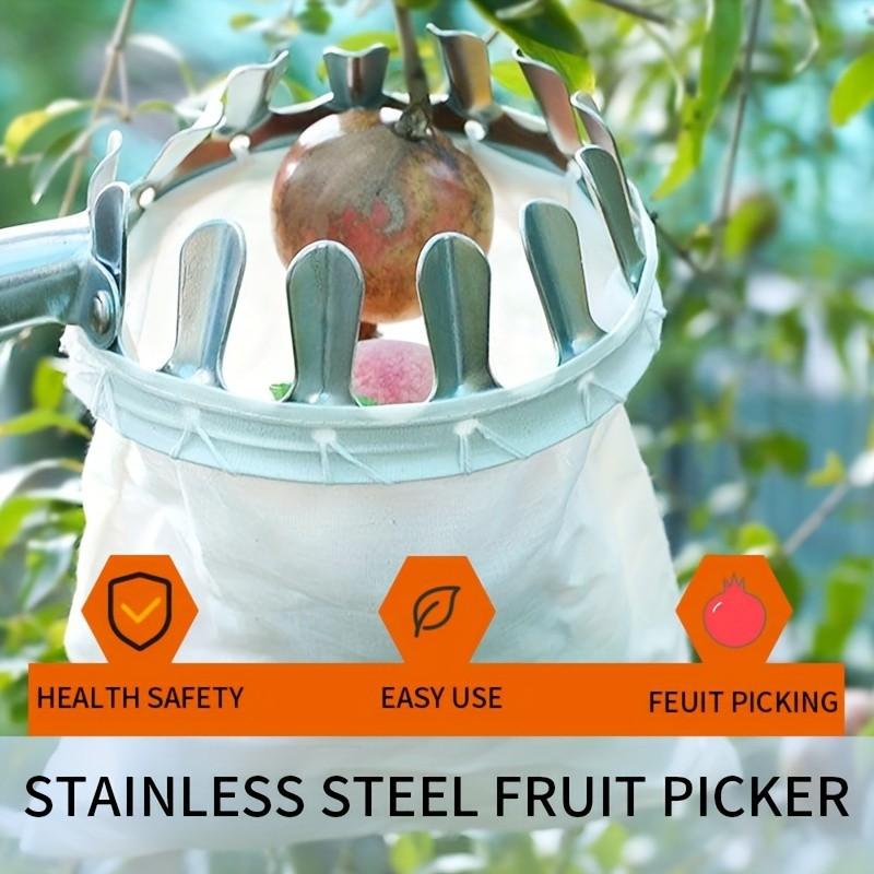 1 Pcs High Altitude Fruit Picking Stainless Steel Telescopic RodFruit Catcher Collection Pouch Farm Picker Fruit Supplies Tools