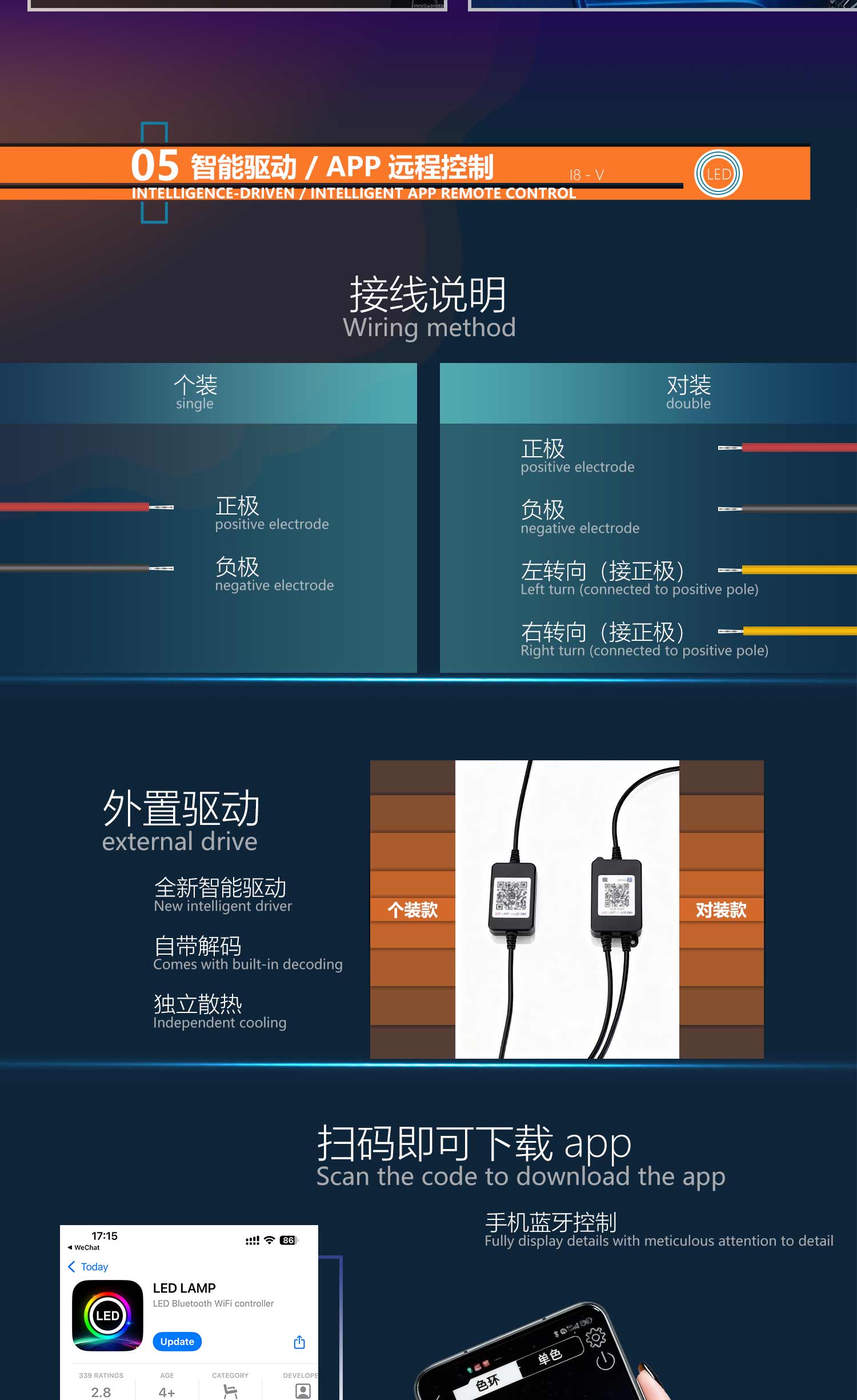 2.5" 3" 5D RGB LED Angel Eyes Halo Rings Light Rectangular DRL Covers With Turn Signal Light App Control For Car Moto Headlight