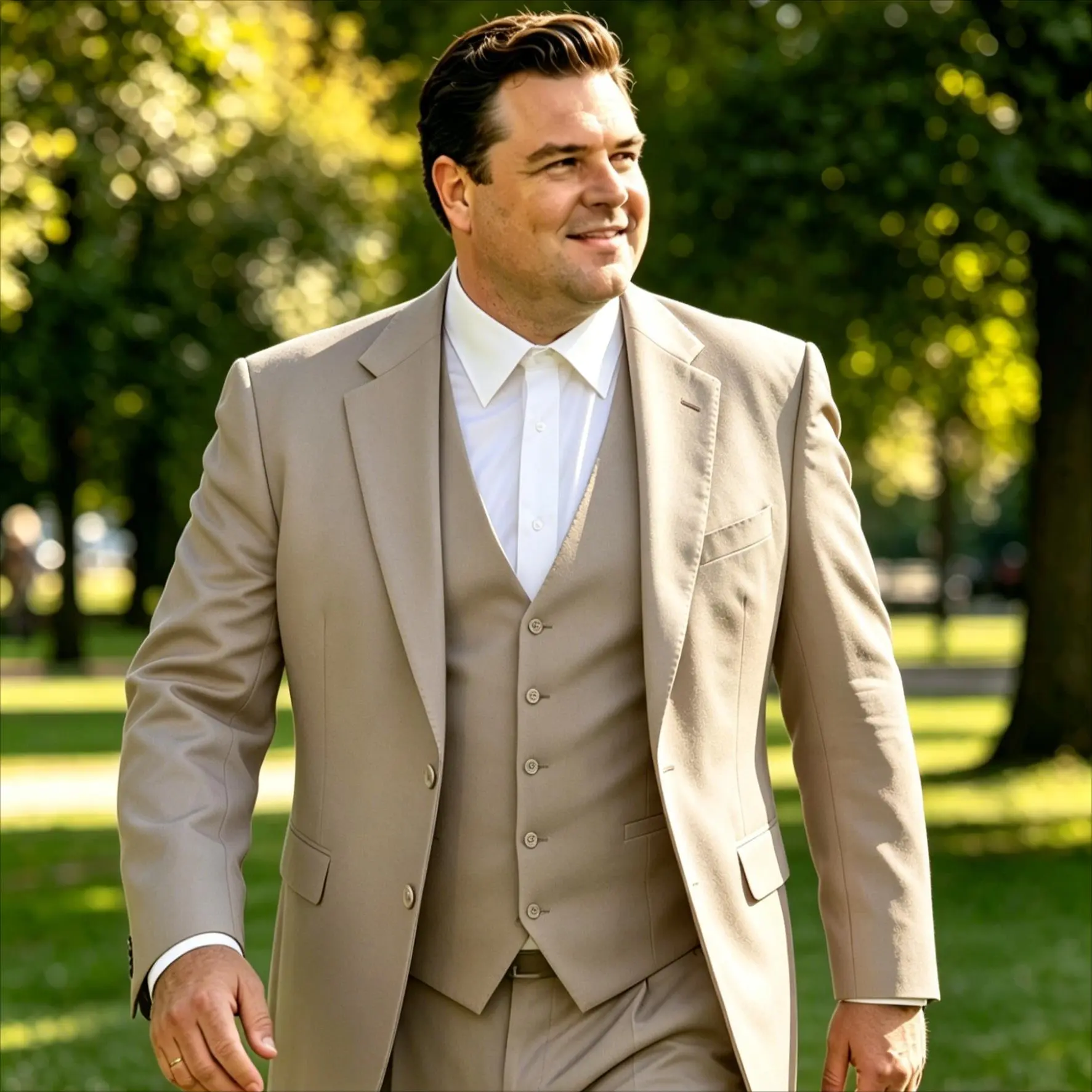 Men's 3-Piece Classic Suit, Slim-Fit Gentleman Style Formal Wear in Breathable Polyester, 3-Piece Set with Jacket, Pants, Vest, Men's Outfit Sets, Party Wear, Lightweight, V-Neck, Outdoors, All Season, Fitted, Tailored Fit
