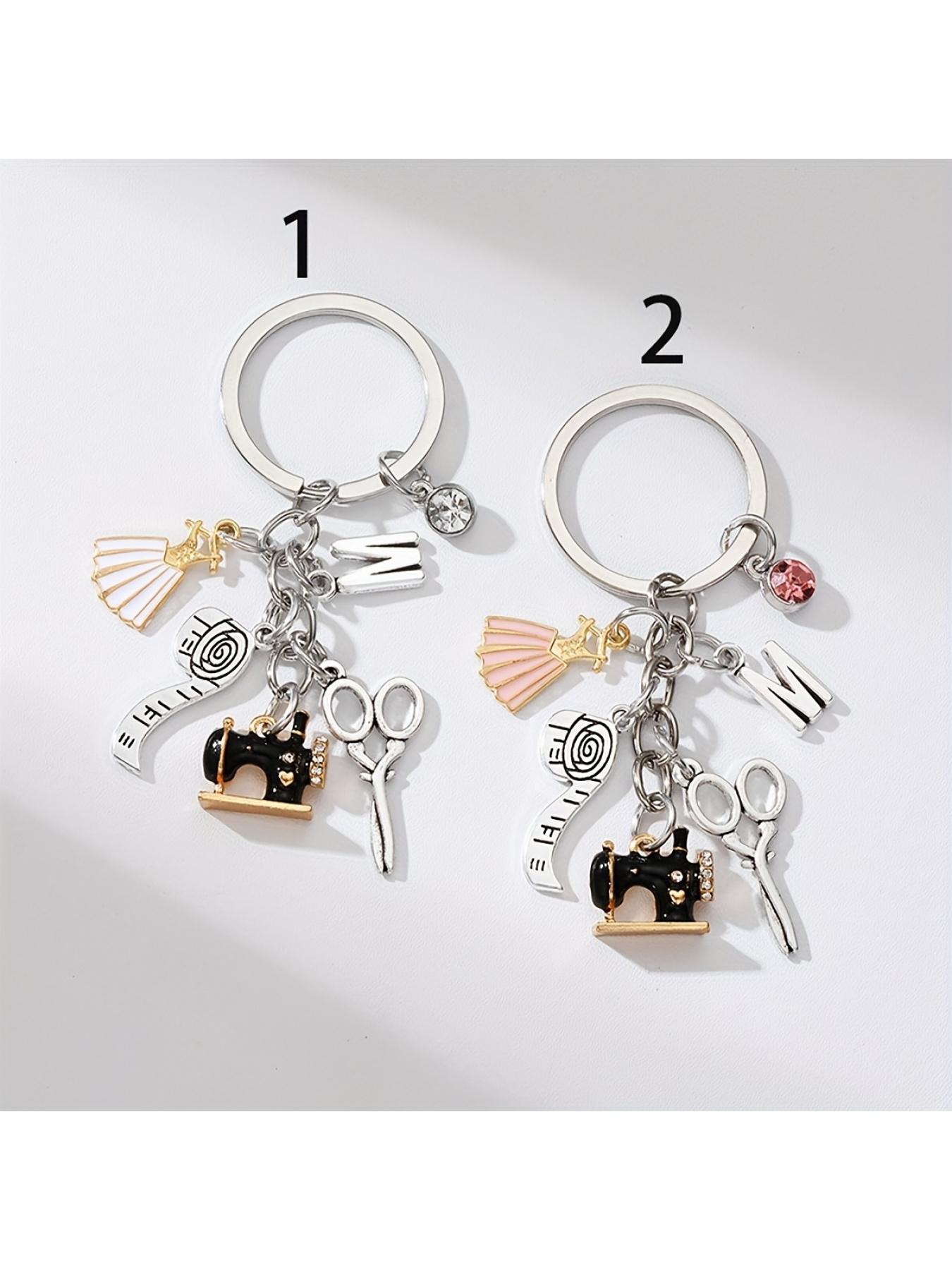 1pc Chic Alloy Keychain with Sewing Machine, Tape Measure & Scissors Charms - "Sewing Enthusiast" Metal Key Ring - Ideal Friendship Gift, Sewing Accessories