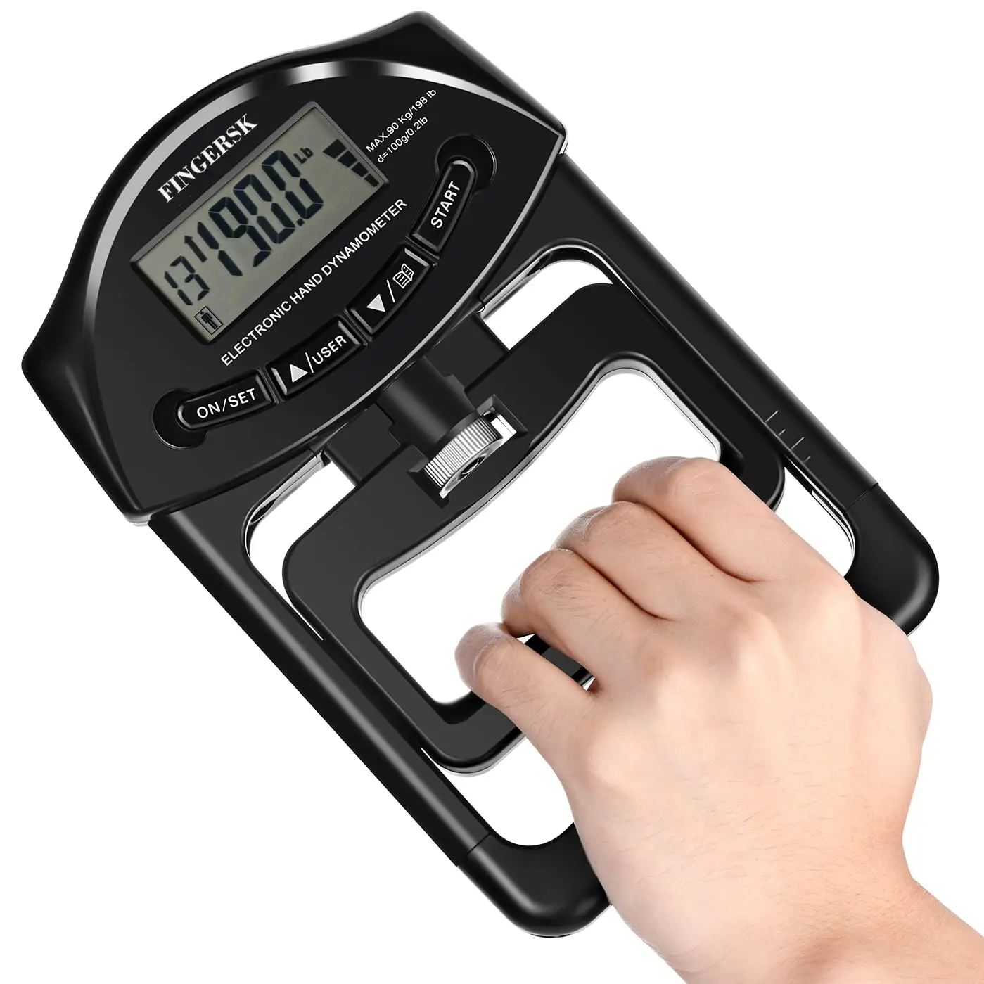 New Digital Grip Strength Measurement Hand Dynamometer Auto Capturing Electronic Grip Power 198Lbs Black