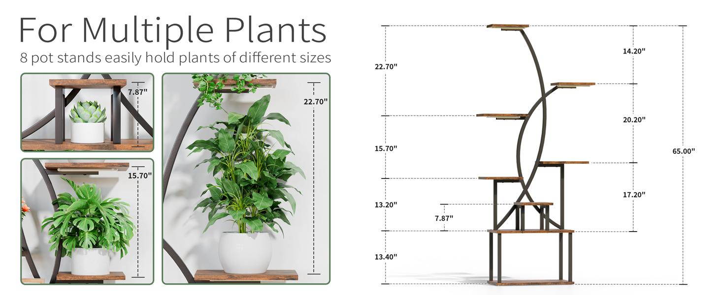 Artistic Plant Stand with Adjustable Grow Light,Baking Paint Waterproof Metal Flower Rack Organizer,Standing Storage Display Shelf, Wall Installation for Decoration Artistic Plant Stand with Adjustable Grow Light,Baking Paint Waterproof Metal Flower Rack Organizer,Standing Storage Display Shelf, Wall Installation for Decoration
